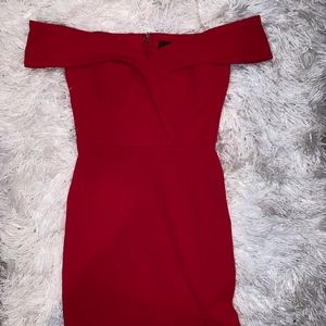 red off the shoulder short dress, cocktail dress